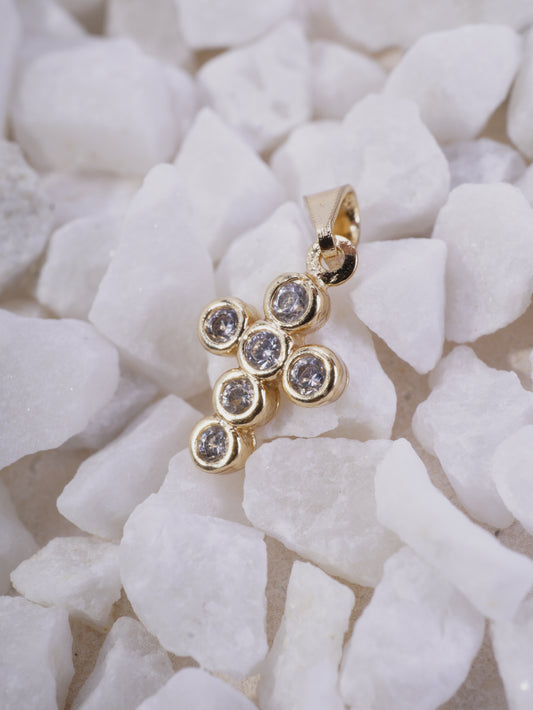 DIJE CRUZ CIRCONES REDONDOS BLANCOS EN CAJON PEQUEÑA