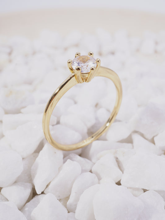 ANILLO SOLITARIO CON CIRCON REDONDO BLANCO