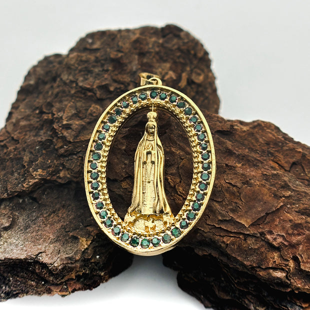 DIJE VIRGEN DE FATIMA CIRCONES VERDES GRANDE
