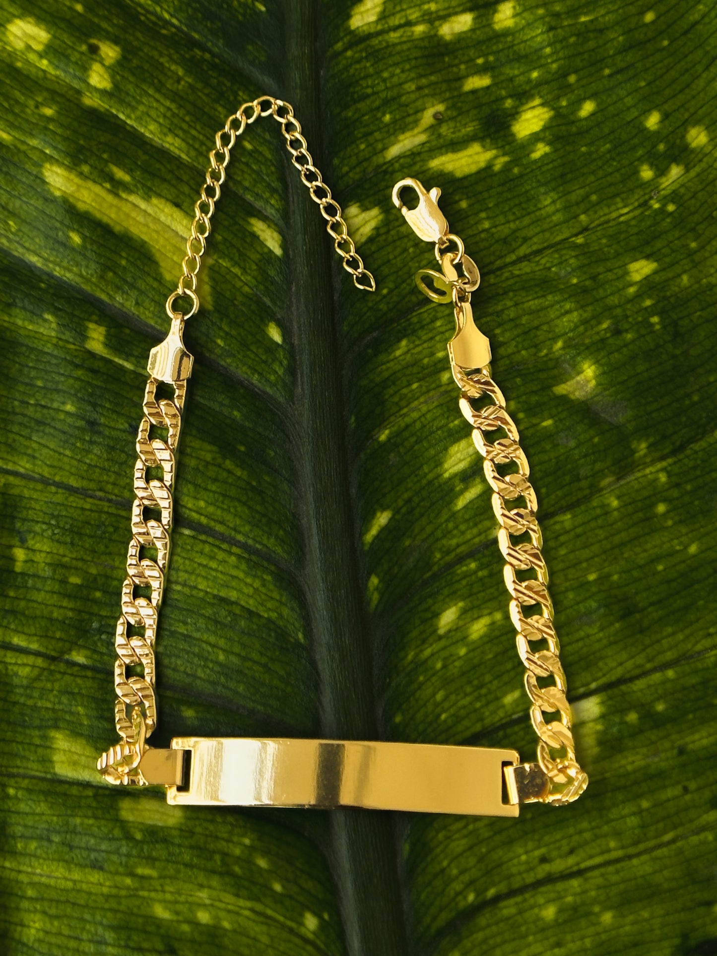 PULSERA PLACA ADULTO CUBANA TALLADA 4,5MM