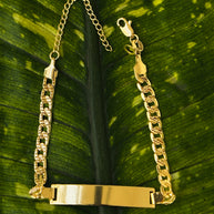 PULSERA PLACA ADULTO CUBANA TALLADA 4,5MM