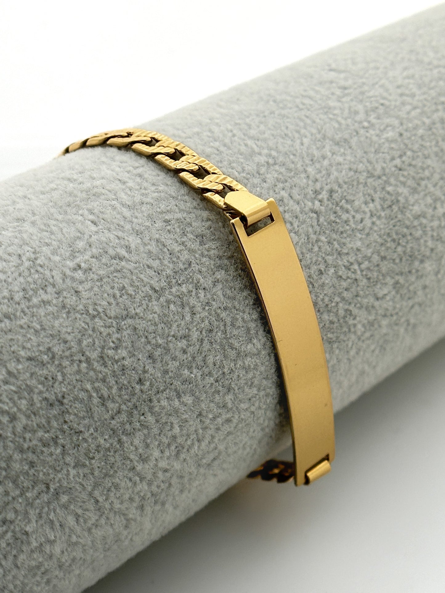 PULSERA PLACA ADULTO CUBANA TALLADA 4,5MM